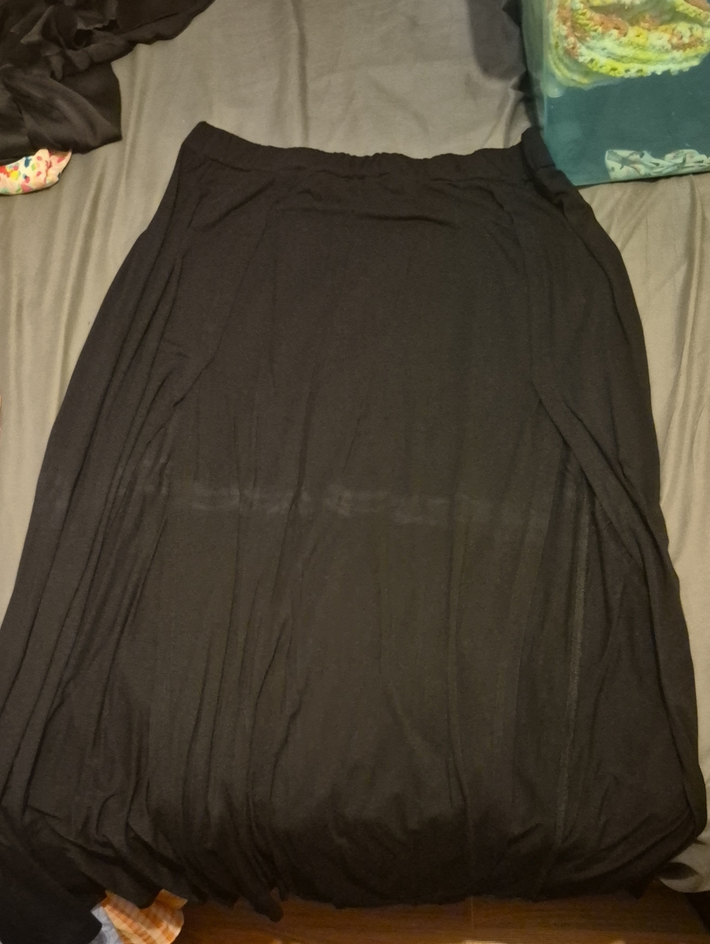 Women's Black Maxi Skirt with Elastic Waist